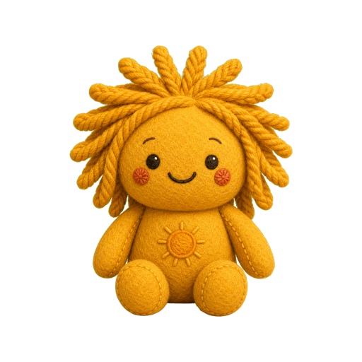 Sunny, a yellow felt doll